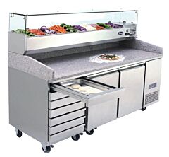 2 DOOR PIZZA TABLE FRIDGE WITH DRAWERS 2010 MM EPF3480