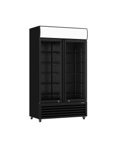 DOUBLE GLASS DOOR MOUNTED FRIDGE BLACK P1000WB-B